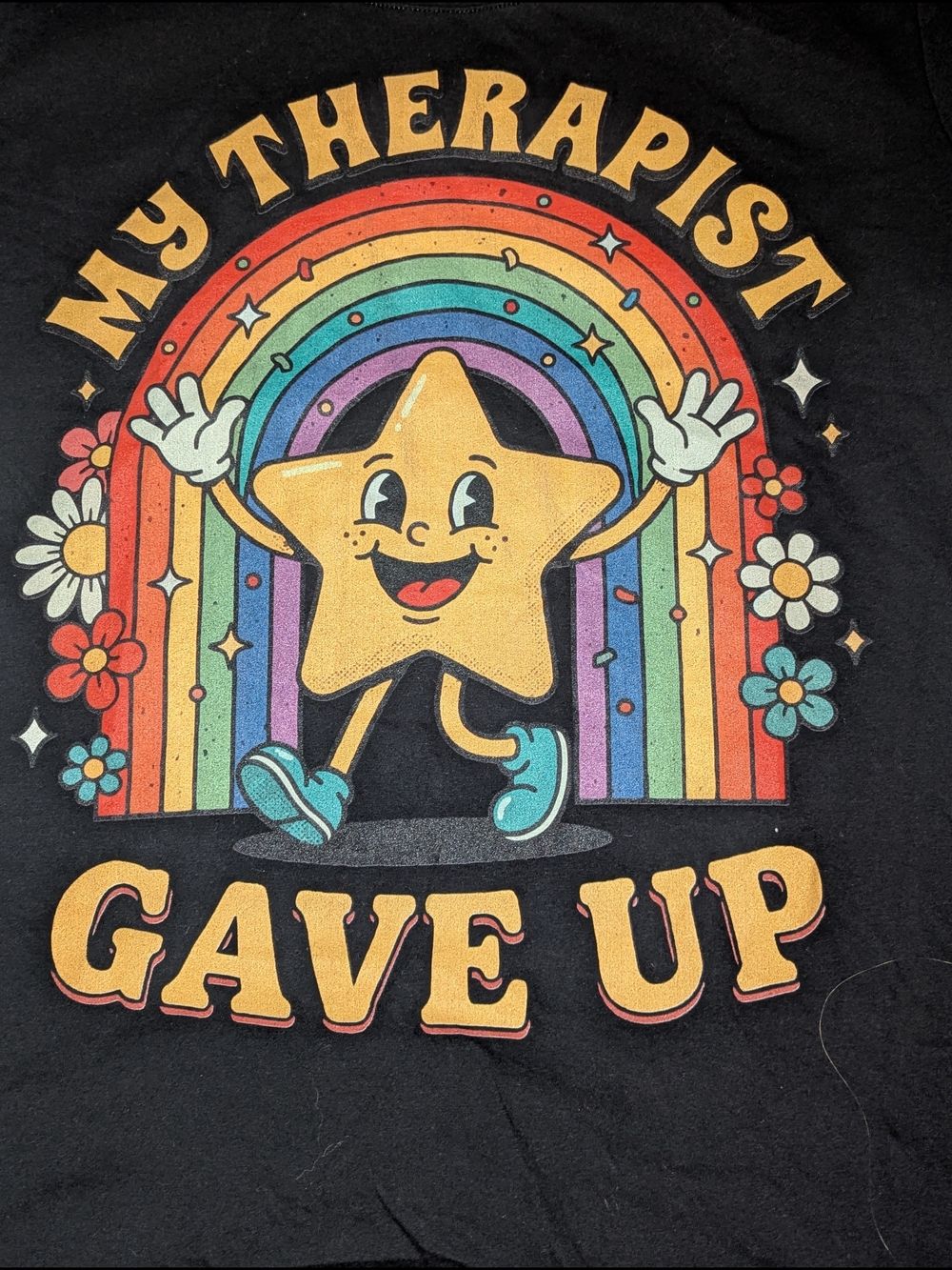"My Therapist Gave Up" Star with Rainbow Cotton T-shirt 3x